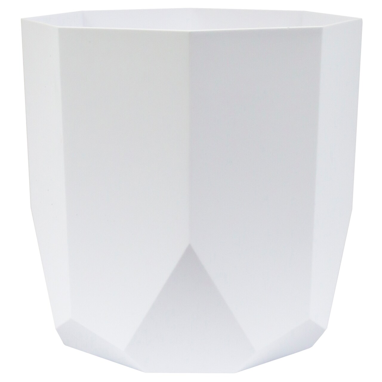 Bloem Tuxton Hexagon Planter: 8" - Casper White - Modern Unique Geometic Small Planter, Durable Resin, Modern Design, Optional Drainage Holes, For Indoor & Outdoor Use, Gardening, 1.7 Gallon Capacity